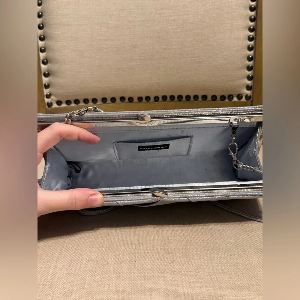 Kate Landry Silver Evening Convertible Clutch